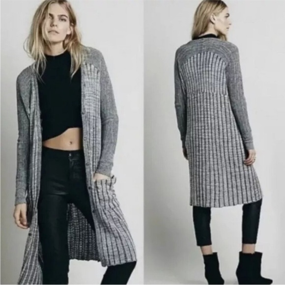 Free People Sweaters - Free People Shadow Stripe Cardi Long Cardigan